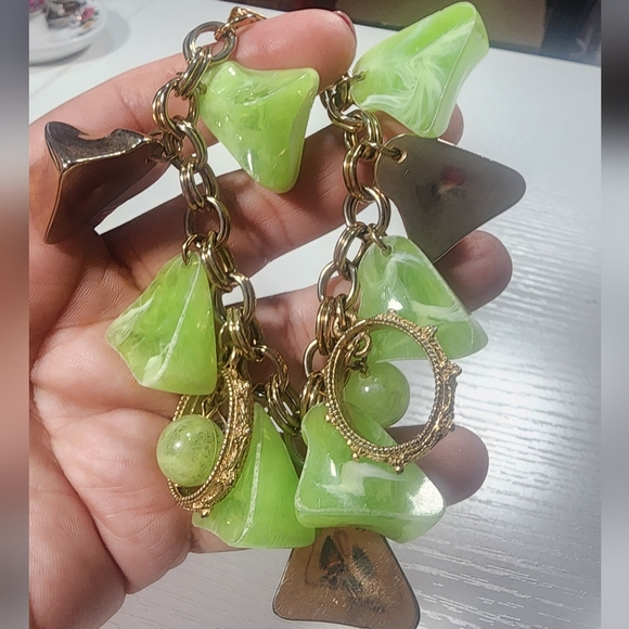 Brass & Lime Organic Charm Bracelet. - Picture 3 of 5